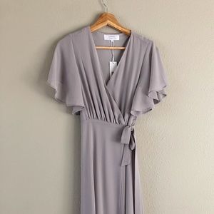 Tie Waist Wrap Maxi Dress in Pale Lavender